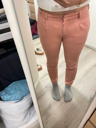 Pantalón tobillero tiro bajo salmón