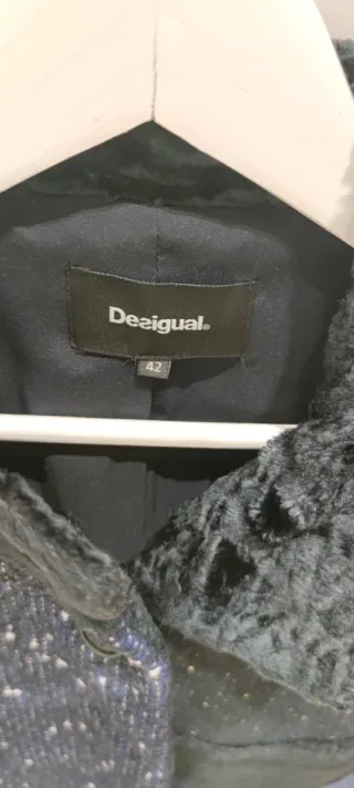 Abrigo Desigual Patchwork Azul Negro Talla 42