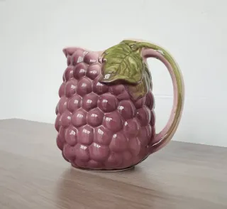 Caraffa barbotine uva vintage ceramica