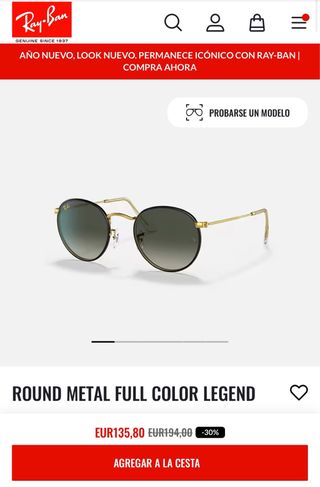 Gafas de sol Ray-Ban negras y doradas