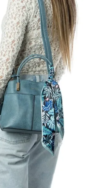 Borsetta donna blu con foulard