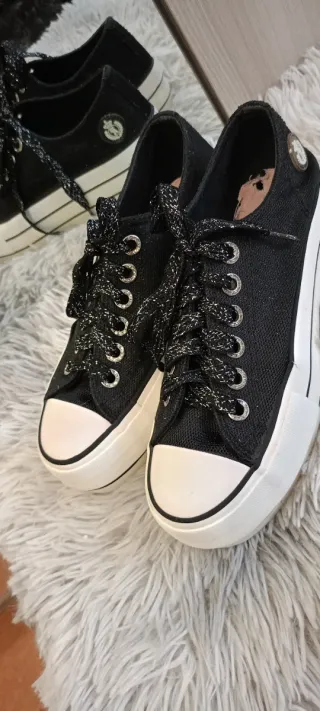 Sneakers RIFLE Platform Nere - Lacci Glitter - 38