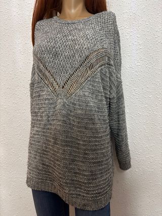 Jersey de punto largo gris Pimkie Talla S 36