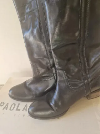 Botas altas de piel negra mujer