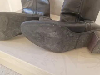 Botas altas de piel negra mujer