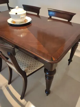 Conjunto mesa comedor y 6 sillas madera