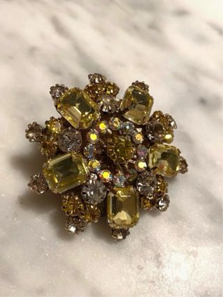 Spilla Blumarine con cristalli gialli e oro