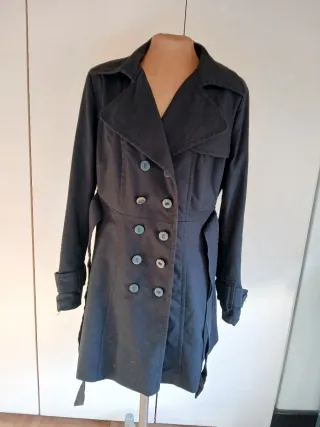 Gabardina Zara Negra Mujer