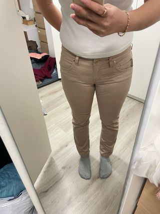 Pantalones Elisabetta Franchi tiro bajo beige XS