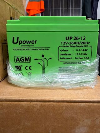 Batería UPower 12V 26Ah AGM nueva a estrenar