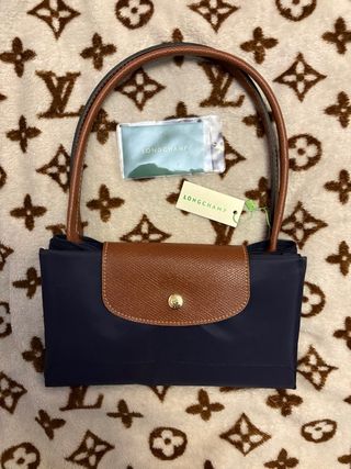 Longchamp Le Pliage Bolso Azul Marrón