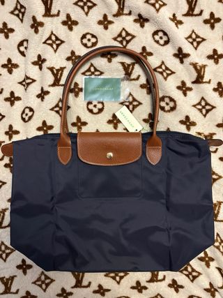 Longchamp Le Pliage Bolso Azul Marrón
