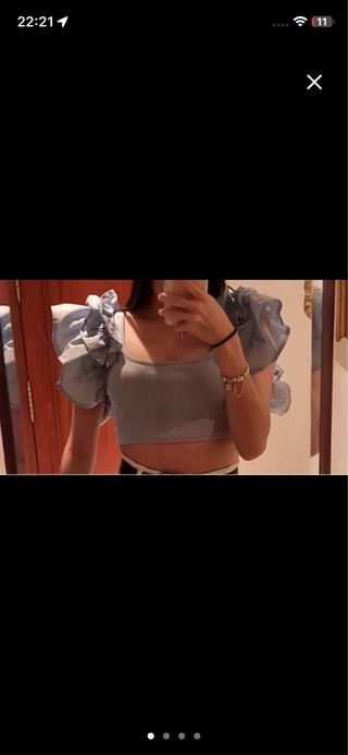 Top Zara volantes azul Talla S