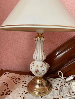 2 Lámparas de mesa antigua cristal y metal