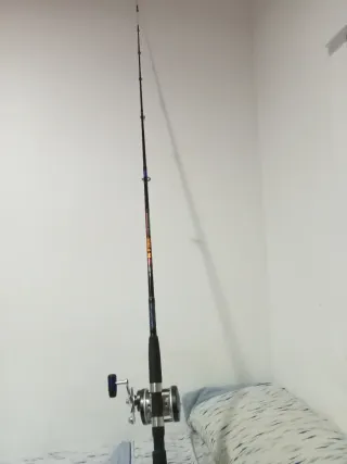 Caña de pescar con carrete
