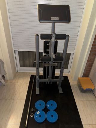 Banco Gimnasio BM210 + Pesas + Tapete