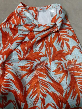 Falda estampada naranja y blanca