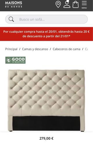 Cabecero de lino blanco