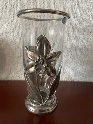 JARRÓN CRISTAL Y ESTAÑO