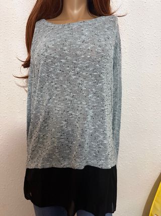 Camiseta larga jaspeada túnica Talla M / L blusa