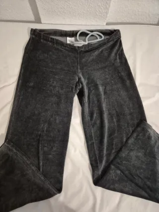 Pantalón ancho mujer terciopelo gris