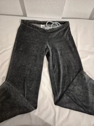 Pantalón ancho mujer terciopelo gris