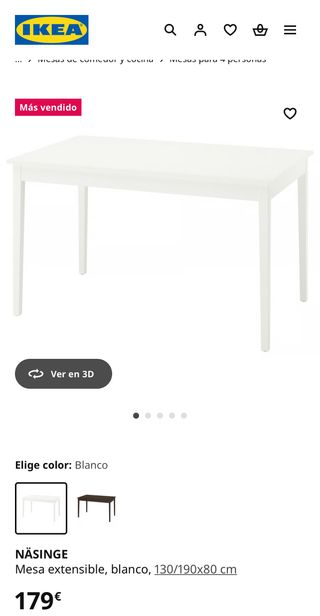Mesa extensible NÄSINGE IKEA blanca