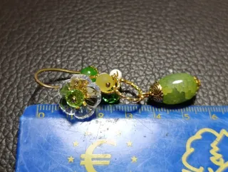 Orecchini Murano Giada Verde olive,bianca,Acciaio