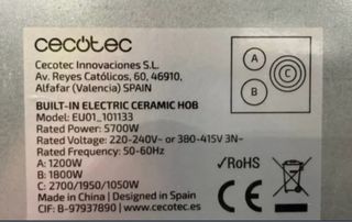 Vitrocerámica Cecotec Bolero 3001