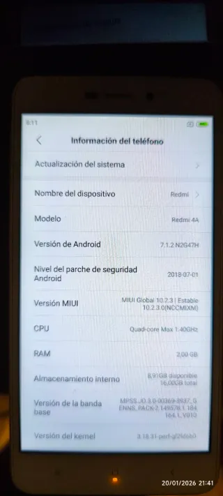 ✅ Redmi 4A, 2 GB +16 GB  Dorado
