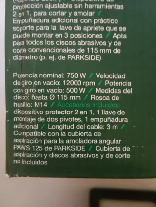 Amoladora Parkside a cable compacta