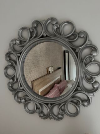 Espejo Decorativo Plateado Redondo