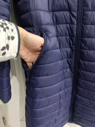 Parka azul mujer con capucha