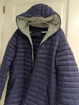 Parka azul mujer con capucha