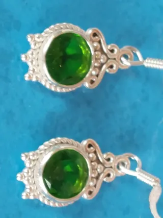 Pendientes Plata 925 con Piedra Verde