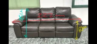 Conjunto de sofás de cuero marrón oscuro/chocolate