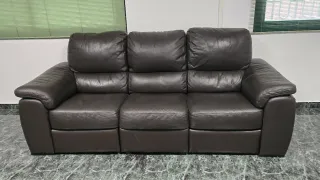 Conjunto de sofás de cuero marrón oscuro/chocolate