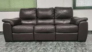 Conjunto de sofás de cuero marrón oscuro/chocolate