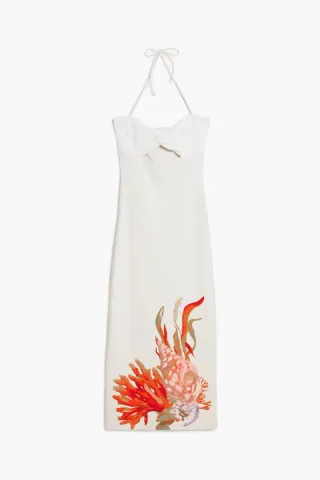 Vestido Desigual Cut-out Coral