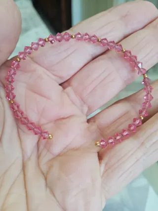 Braccialetto Swarovski oro 750 e cristalli rosa