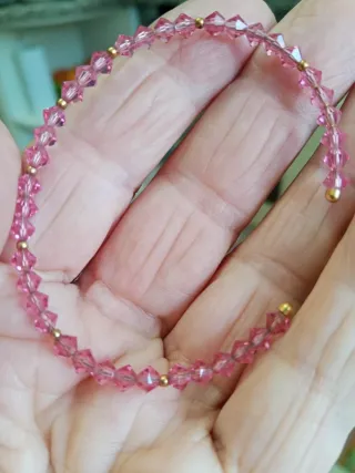 Braccialetto Swarovski oro 750 e cristalli rosa