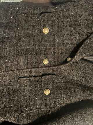 Chaqueta Gerard Darel Negra Tweed Talla 42