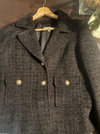 Chaqueta Gerard Darel Negra Tweed Talla 42