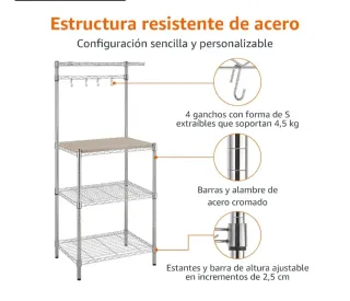 Estantería Metálica Cocina 4 Niveles