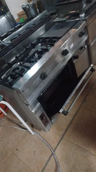 Cocina industrial 3 fuegos + horno y armario
