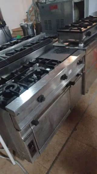 Cocina industrial 3 fuegos + horno y armario