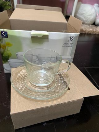 Conjunto 12 Xícaras de Chá e Pires Kimglass