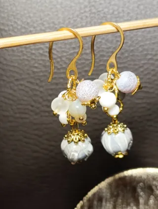 Orecchini Murano Argentati Agata Grigia