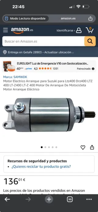 Motor de arranque nuevo para quad LTZ