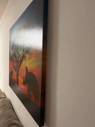 Cuadro Decorativo Grande Elefantes Atardecer